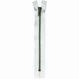 Fermeture à glissière pour jeans 20cm (8″) -Blanc- mailles #3 laiton antique - 1020501