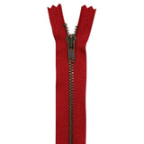 Fermeture à glissière pour jeans 20cm (8″) -Rouge vif- mailles #3 laiton antique - 1020519