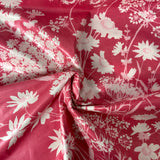 Vintage tissu glacé fleurs fond rose - 99250022