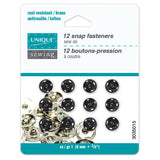 Boutons pression en laiton antirouille, couleur NOIR à coudre (9mm - 3/8po) - Unique 3035015