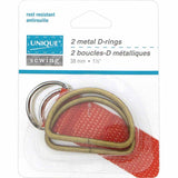 Boucles en D métalliques - 38mm / 1.5po - or antique - 2 mcx. UNIQUE SEWING   3036604