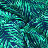 Challis Kahlo rayonne imprimé palmier vert fond bleu 4403202