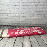 Vintage tissu glacé fleurs fond rose - 99250022