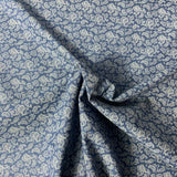 Popeline à chemise 100% coton (satiné) motif cachemire bleu pâle fond indigo - 7662