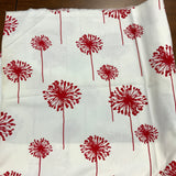 Coupon 90cm toile coton fleurs rouges fond blanc cassé  (vendu tel quel)