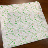 Coupon 52cm jersey lanternes vertes fond blanc   (vendu tel quel)