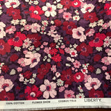 100% coton LIBERTY grandes fleurs roses fond bourgogne ( botanical jewel  ) 01666815A