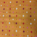 Challis de viscose (rayonne) motifs bourgogne rouge beige fond orange brulé - R637112
