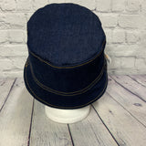 Chapeau sur mesure Denim Indigo à surpiqûres ocres