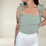 DR001 - 3 en 1 Robes doublées + camisole en tricot avec bretelles ajustables et volants