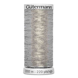 Fil étain clair 500m - À broder - 100% polyester  - Gutermann Dekor Metallic - 4530041