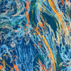 100% coton Vague soufflante vert orange fond bleu - 20309 ( Nature’s pace )