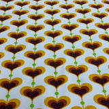 Jersey coton / élasthanne Rétro coeur teinte de brun jaune - 1961710