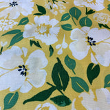 100% woven cotton (Lemonade) White flowers yellow background