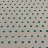 Jersey coton / élasthanne pois turquoise fond coquille d'oeuf