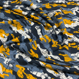 French terry Camouflage Teinte de bleu jaune moutarde