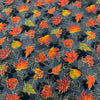 100% coton Feuilles d'automne rouge orange fond Gris charbon ( Autumn Bouquet )