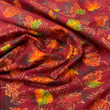 100% coton Feuilles d'automne rouge orange droée fond rouge Rouge paprika ( Autumn Bouquet )