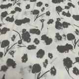 Jersey bambou fleur grise peinture fond blanc crème - 4217201