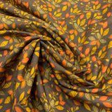 100% coton  Feuillage couleur automne fond chocolat ( Adel in autumn )