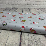 100% coton Chien Noël de chien pattes fond gris ( Happy Christmas )