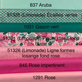 100% coton tissé ( Limonade ) Lignes formes losange fond rose