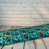 Jersey coton / élasthanne plante crocodile fond turquoise- 2123209