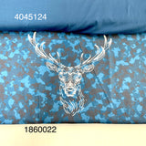 Panneau Jersey coton / élasthanne Chevreuil fond camouflage bleu - Exclusif Tissus du Nord