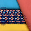 Jersey coton / élasthanne roulottes fond bleu - 2164815
